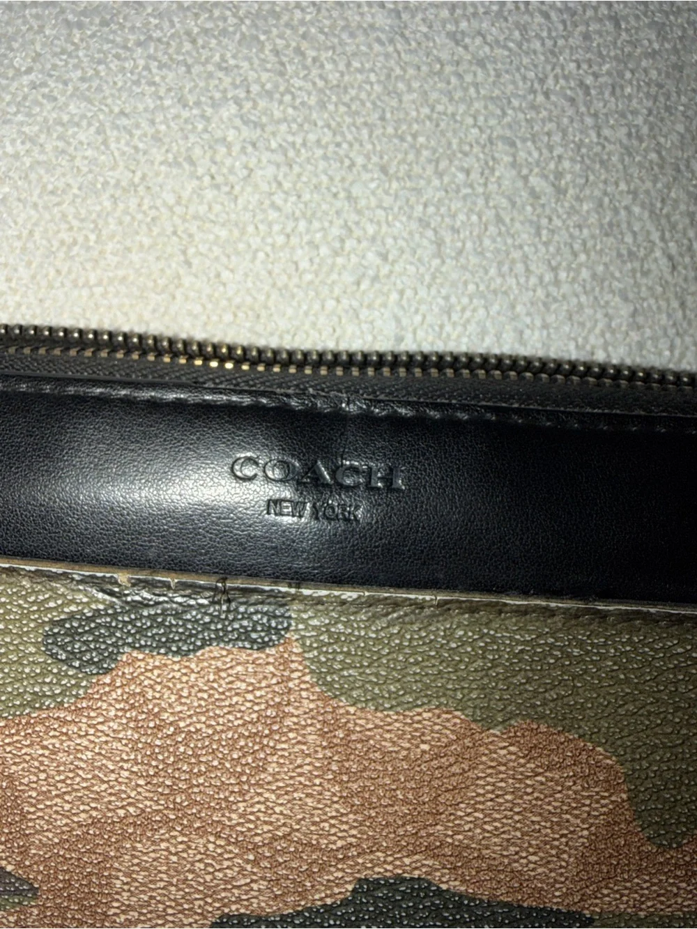Coach Camo Zip Wallet in Green, Brown and Black